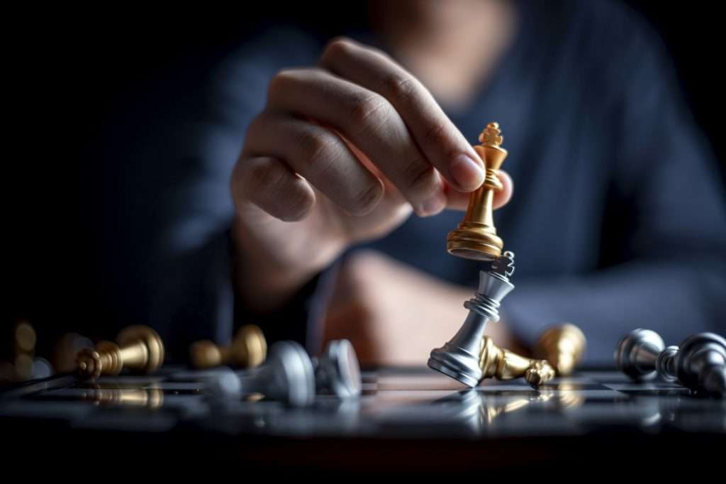 Chess game on chess board strategy competitive ideas concept strategy game as business challenge com
